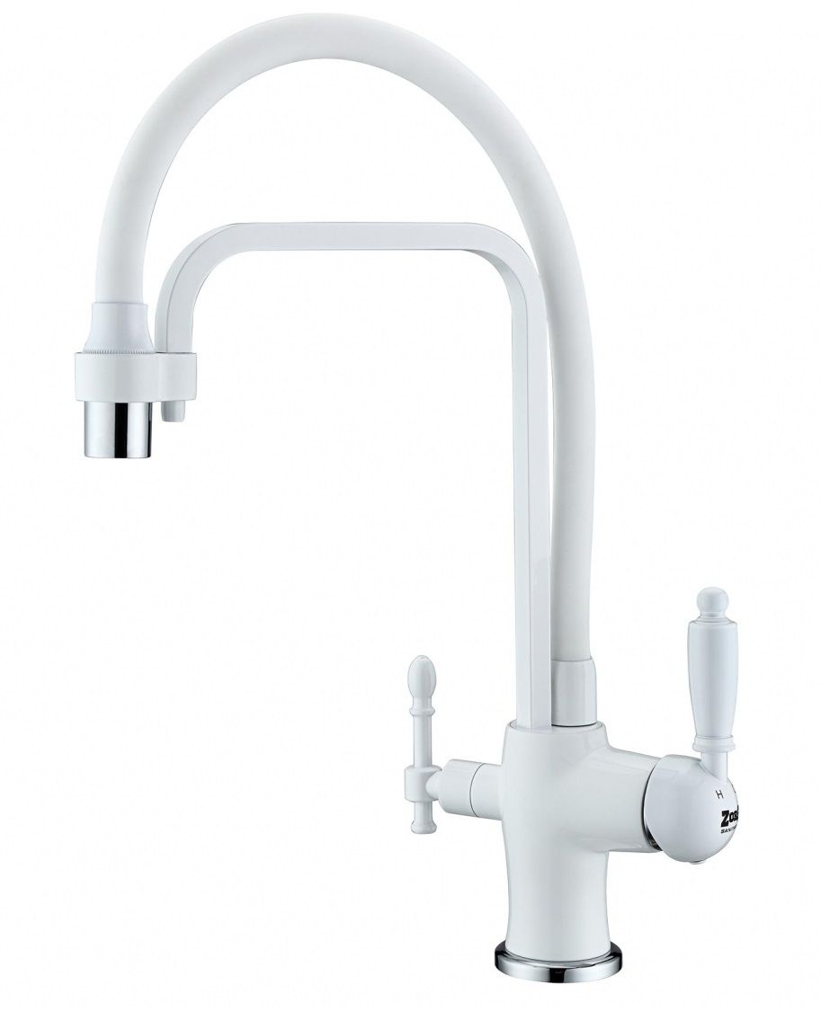 Смеситель для кухни Zorg  ZR 342-8 YF WHITE (белый)