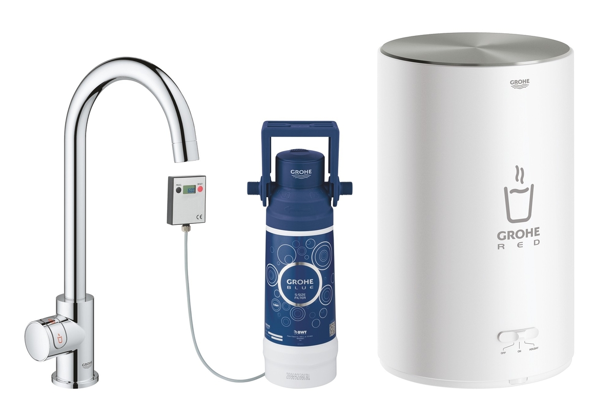 Вентиль для кухни GROHE Red Mono New с функцией кипячения воды (бойлер M-size в комплекте), хром 30085001