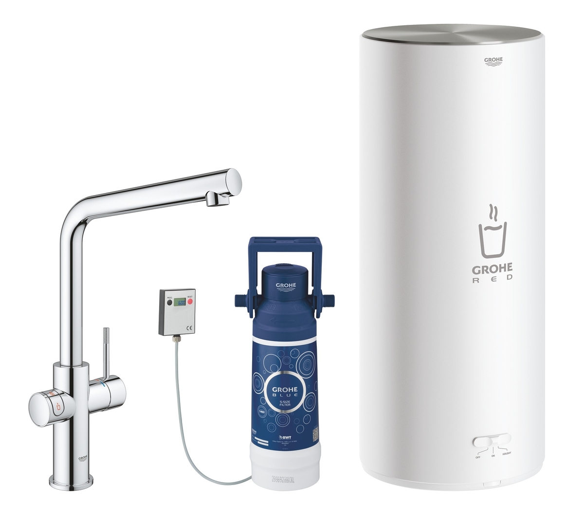 Смеситель для кухни GROHE Red Duo New с функцией кипячения воды (бойлер L-size в комплекте), хром 30325001
