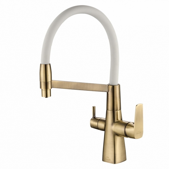 Смеситель для кухни Zorg SH 818-8 BRONZE (бронза/белый)