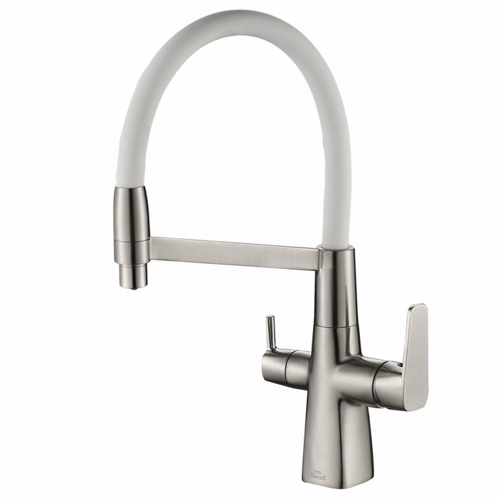 Смеситель для кухни Zorg SH 818-8 SATIN (сатин/белый)