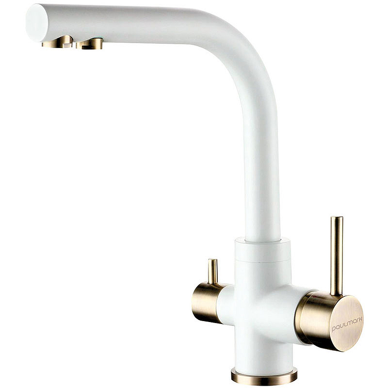 Смеситель для кухни Paulmark Essen Es213011-431BR (белый матовый/бронза)