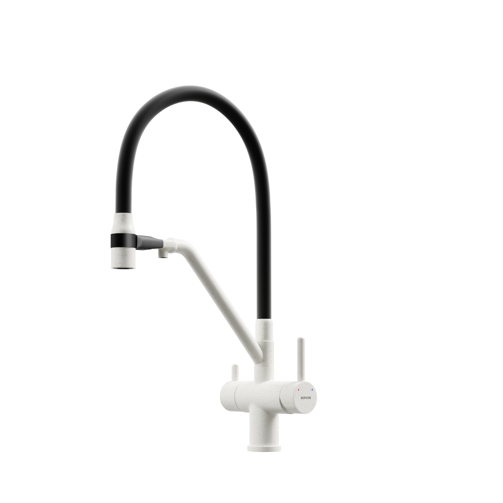 Смеситель для кухни Sancos Dora SC4003GR (белый гранит/чёрный)