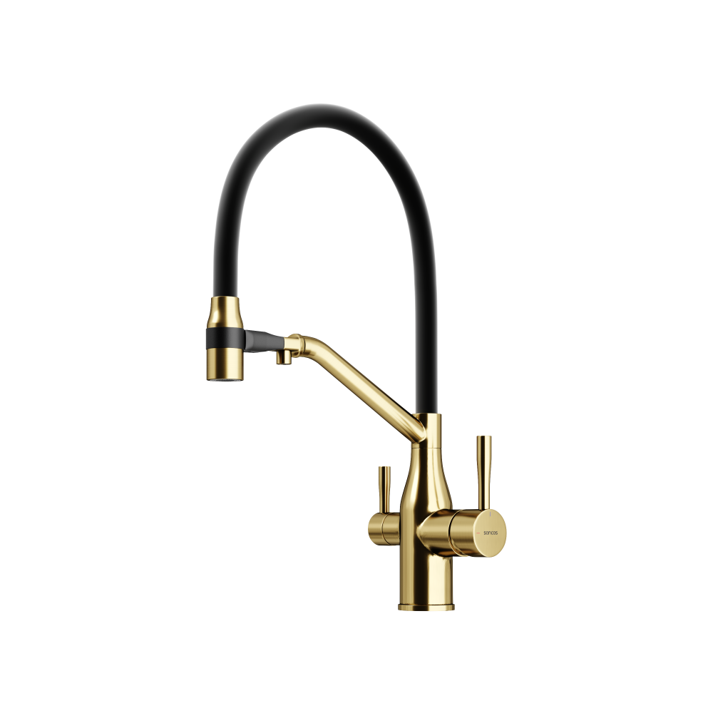 Смеситель для кухни Sancos Orta SC4008BG (брашированное золото/чёрный)