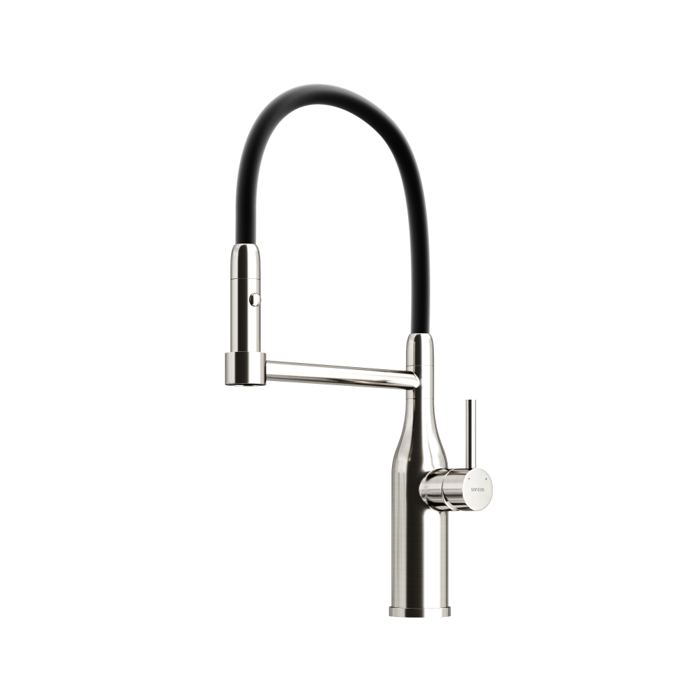 Смеситель для кухни Sancos Pride SC4011BNG (нержавеющая сталь/чёрный)