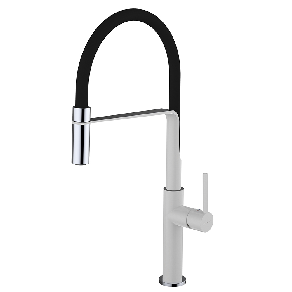 Смеситель для кухни Clever Chef Slim Blanco Cromo 601447 (белый матовый/чёрный)