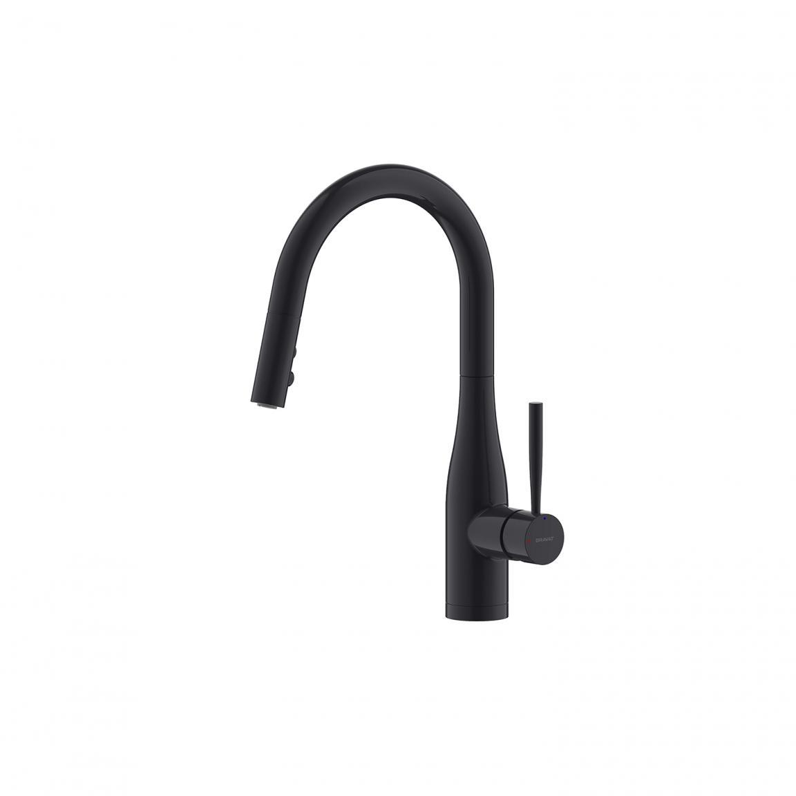 Смеситель для кухни Bravat Miranda F7164208BW-1B-ENG с выдвижным изливом (черный)