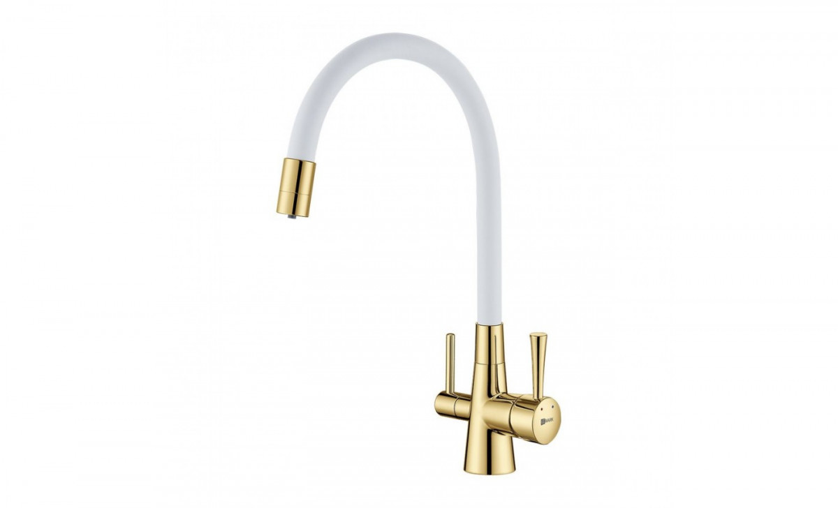 Смеситель для кухни Lemark Comfort LM3075G-White (золото/белый)