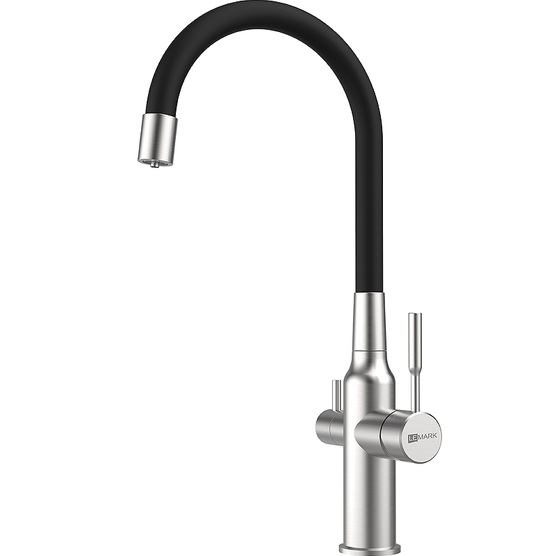 Смеситель для кухни Lemark Expert LM5083S-Black (сталь/черный)