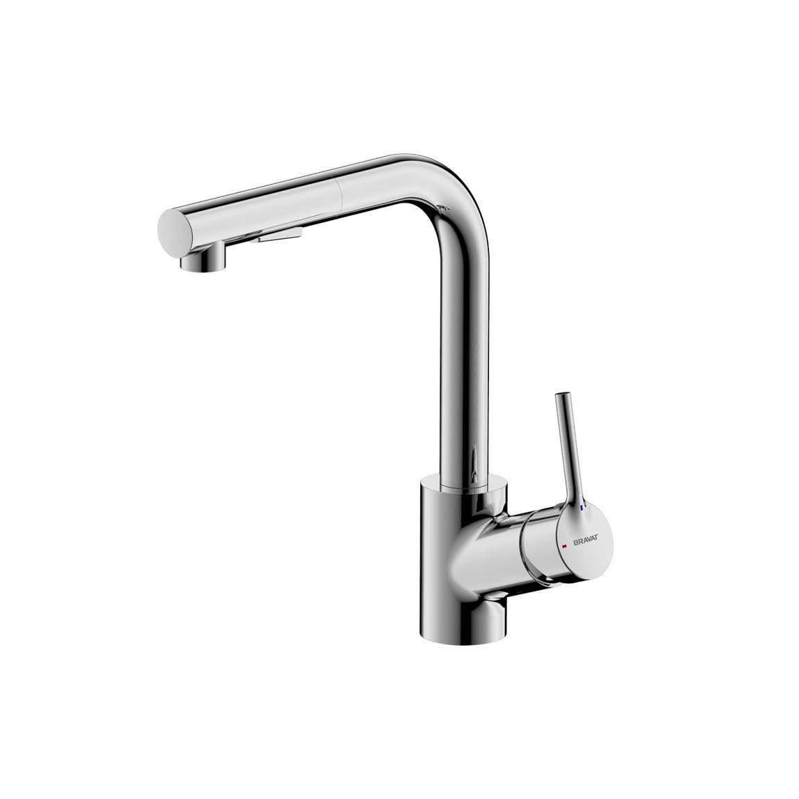 Смеситель для кухни Bravat Affability F7172217CP-3 с выдвижным изливом (хром)