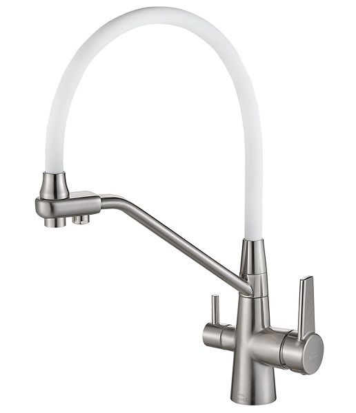 Смеситель для кухни Zorg SH 903-8 SATIN (сатин/белый)