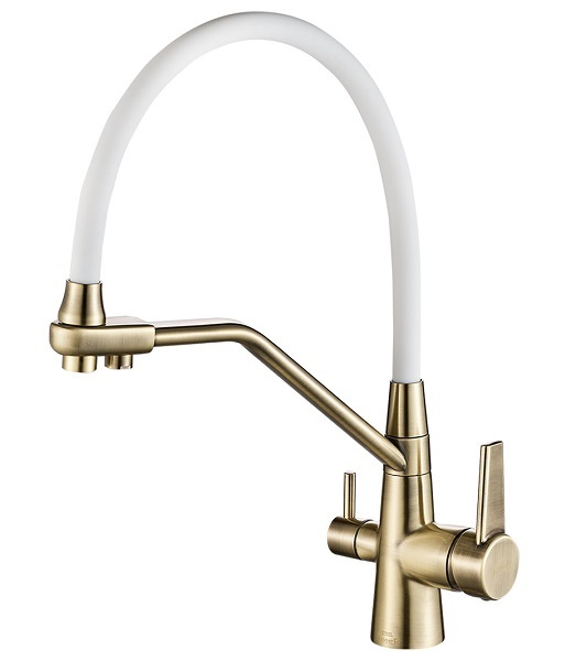 Смеситель для кухни Zorg SH 903-8 BRONZE (бронза/белый)