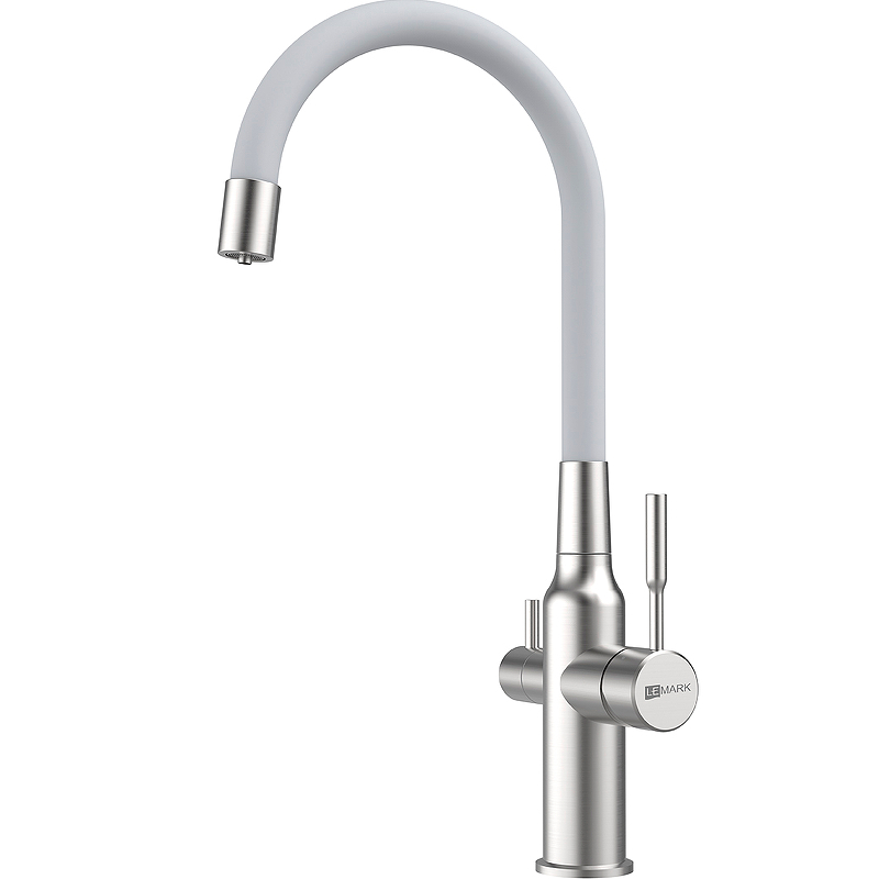Смеситель для кухни Lemark Expert LM5083S-White (сталь/белый)