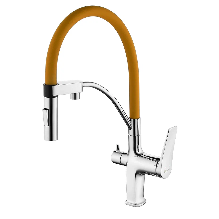 Смеситель для кухни Lemark Comfort LM3074C-Orange (хром/оранжевый)