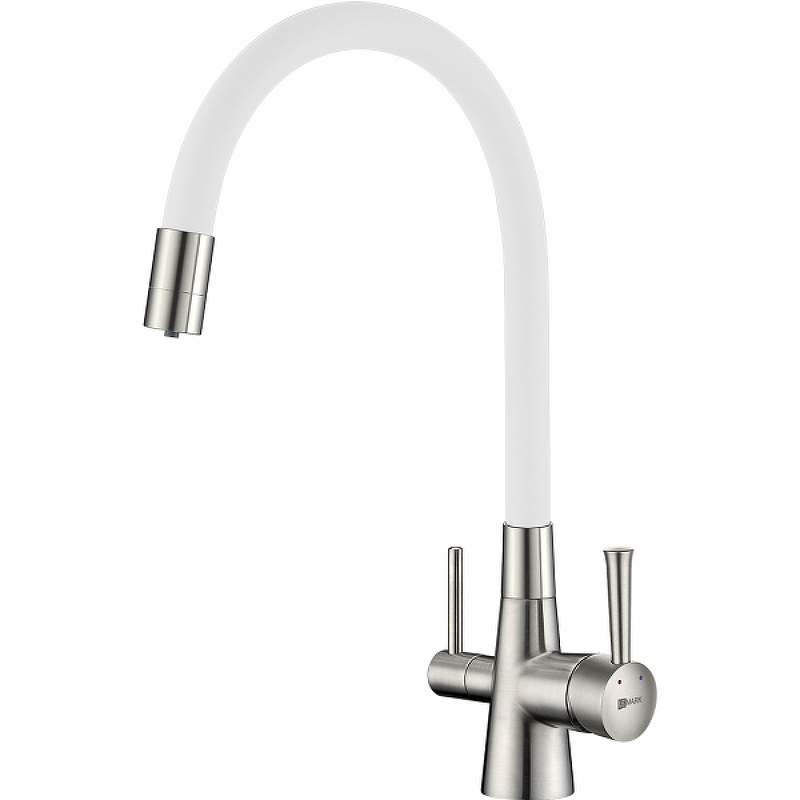 Смеситель для кухни Lemark Comfort LM3075BN-White (никель/белый)