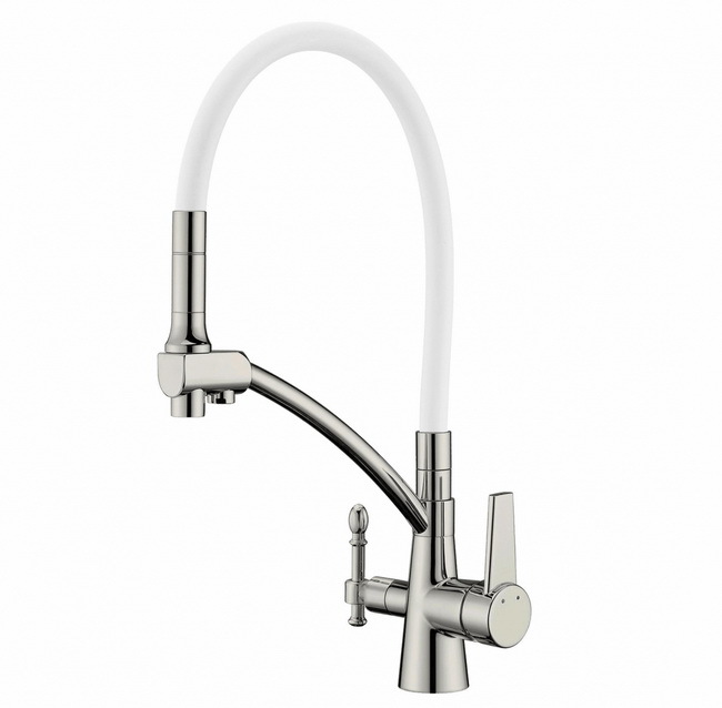 Смеситель для кухни Zorg ZR 338-8 YF SATIN (сатин/белый)