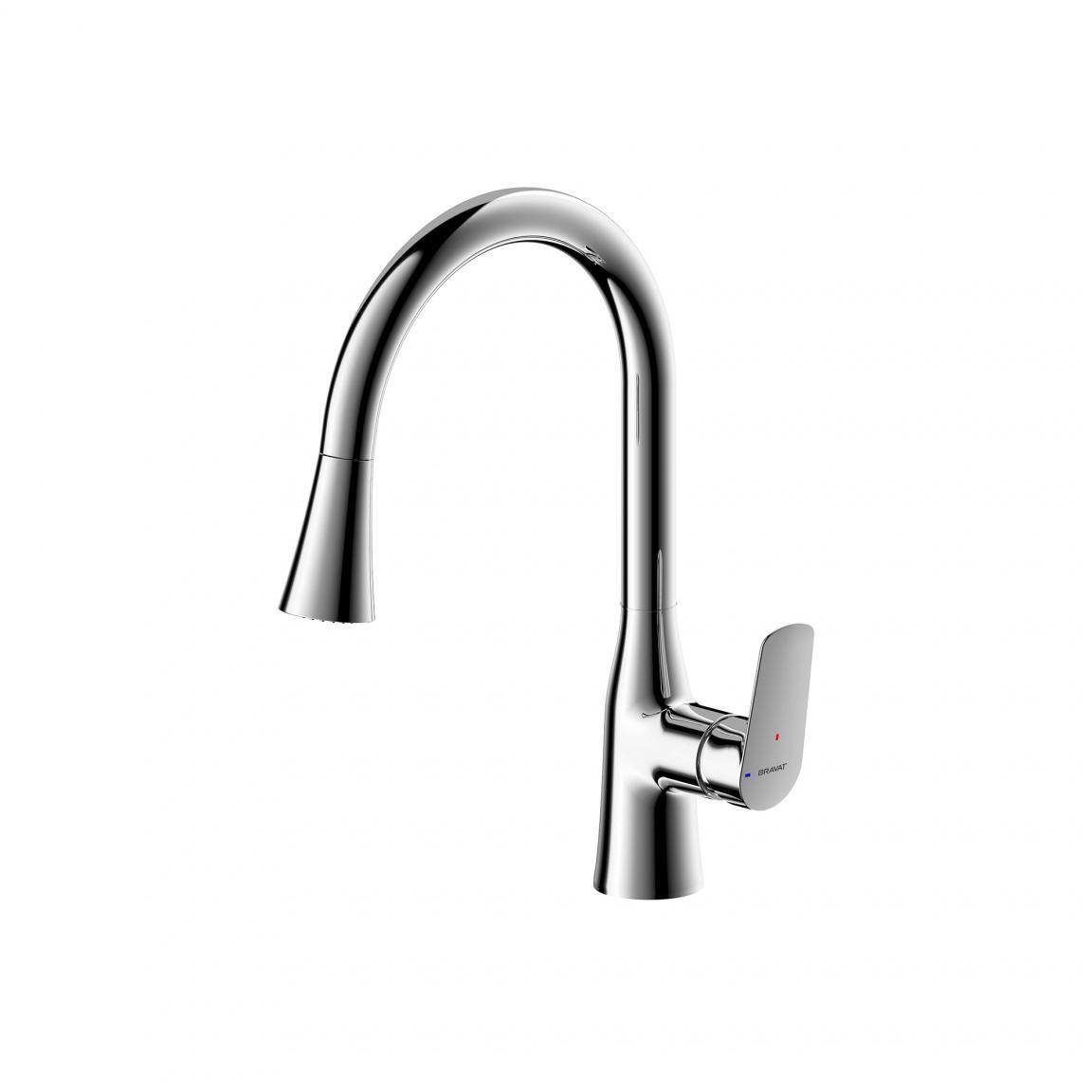 Смеситель для кухни Bravat Rhein F7460564CP-ENG с выдвижным изливом  (хром)