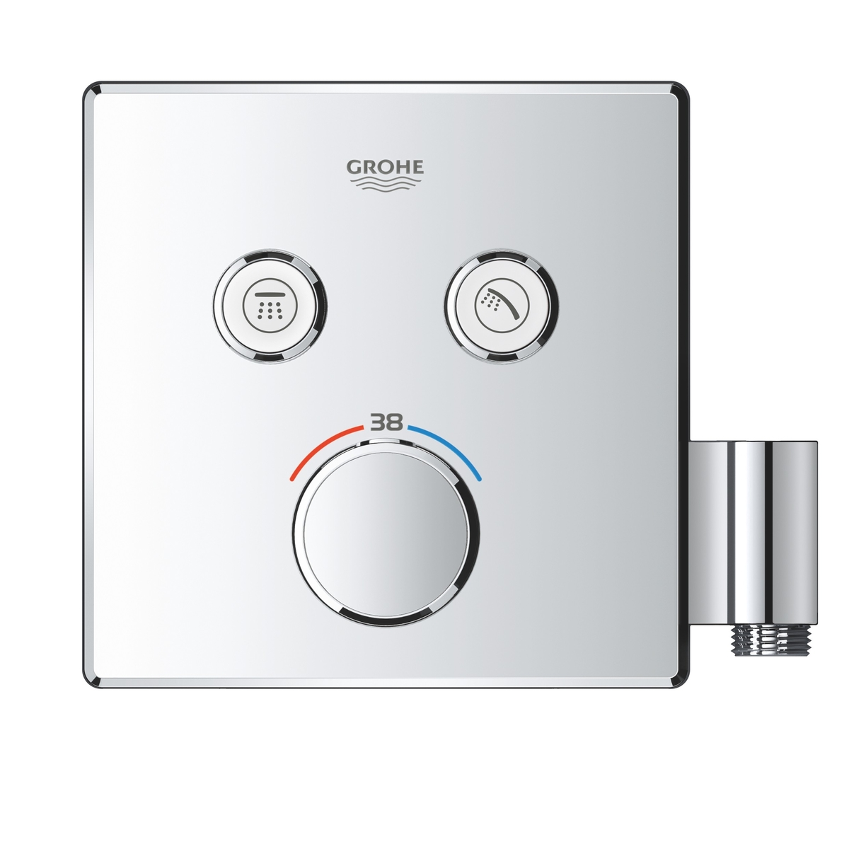 Внешняя часть термостатического смесителя GROHE Grohtherm SmartControl на 2 выхода со встроенным держателем ручного душа, хром 29125000