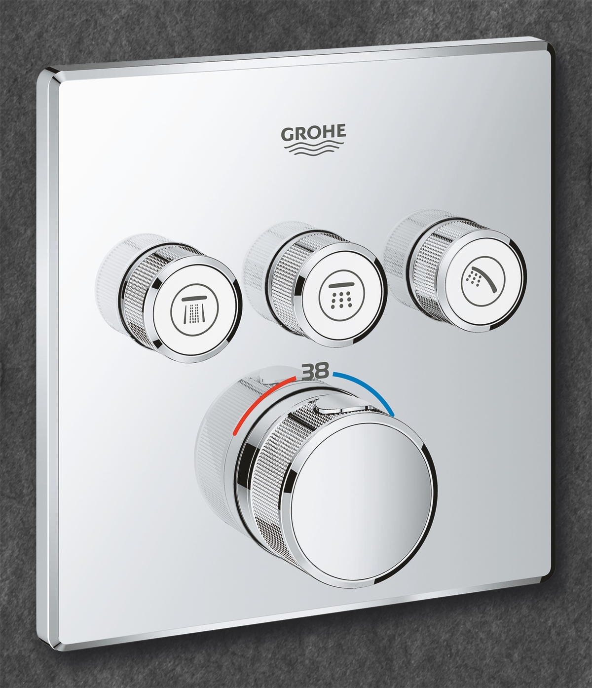 Внешняя часть термостатического смесителя GROHE Grohtherm SmartControl на 3 выхода, хром 29126000