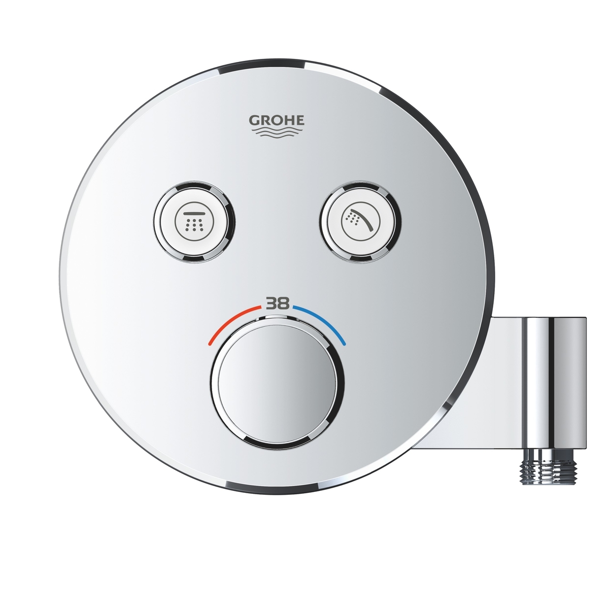 Внешняя часть термостатического смесителя GROHE Grohtherm SmartControl на 2 выхода со встроенным держателем ручного душа, хром 29120000