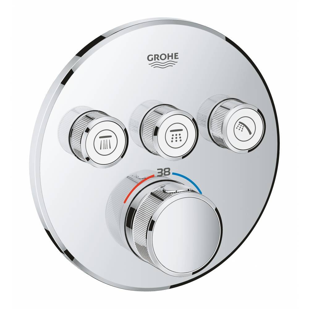 Внешняя часть термостатического смесителя GROHE Grohtherm SmartControl на 3 выхода, хром 29121000