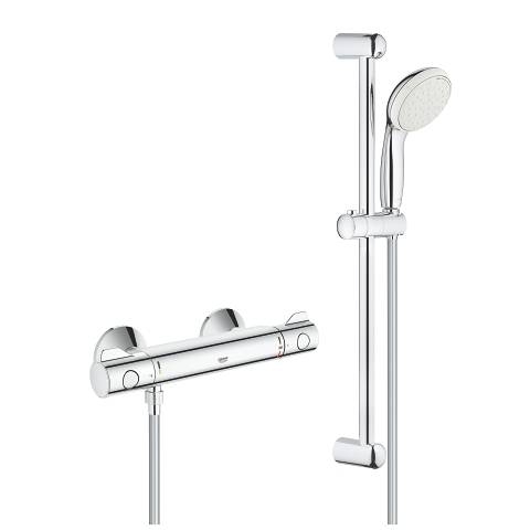 Термостат для душа GROHE Grohtherm 800 с душевым гарнитуром New Tempesta II, душевая штанга 600 мм, хром 34565001