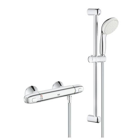 Термостат для душа GROHE Grohtherm 1000 New с душевым гарнитуром, душевая штанга 600 мм, хром 34151004