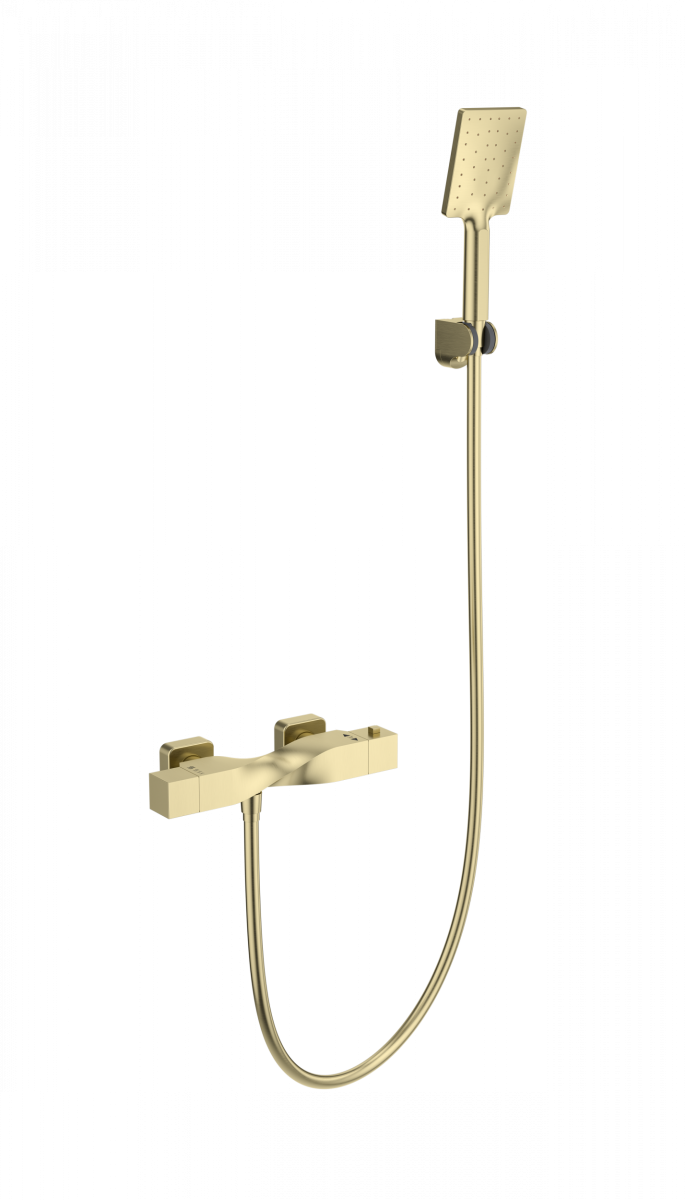 Смеситель для душа Wonzon&Woghand Twist WW-B2025-A-BG (брашированное золото) с термостатом