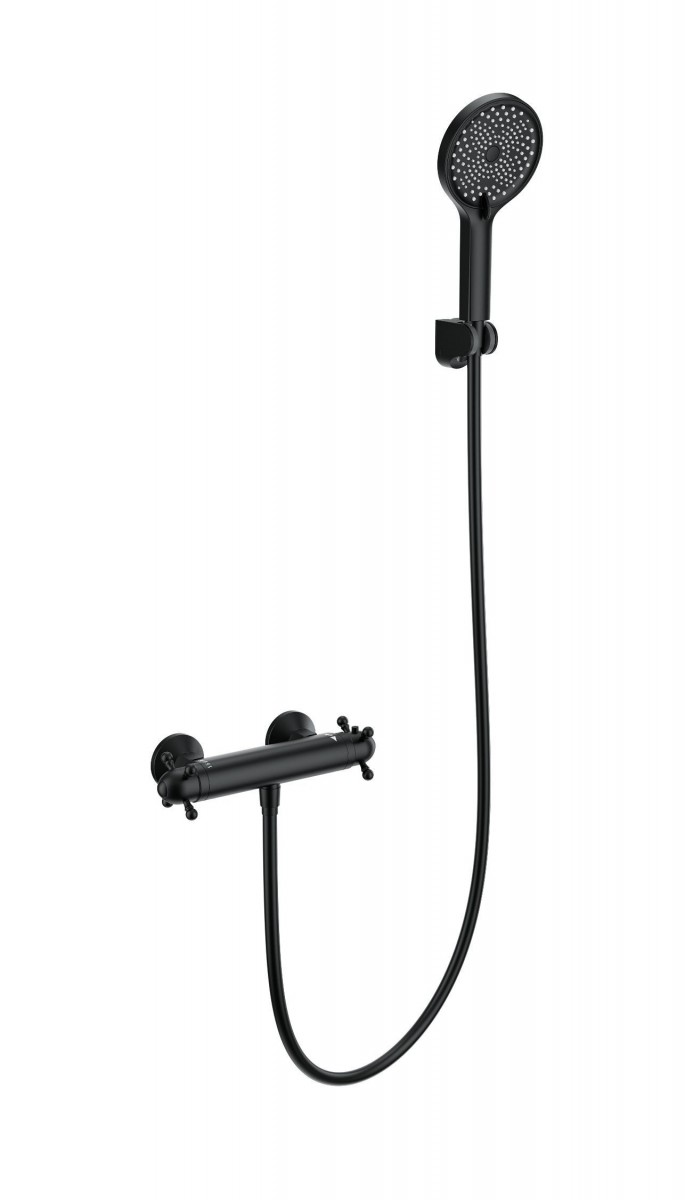 Смеситель для душа Wonzon&Woghand Strato WW-B2048-A-MB (чёрный матовый) с термостатом