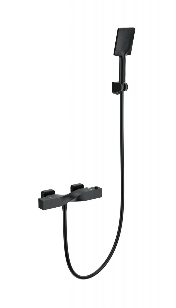 Смеситель для душа Wonzon&Woghand Twist WW-B2025-A-MB (чёрный матовый) с термостатом