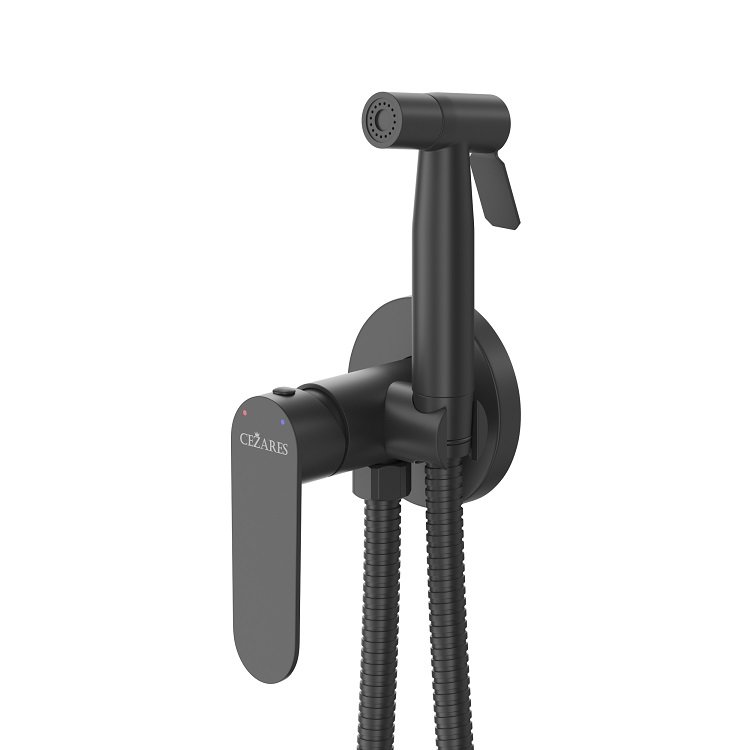 Гигиенический душ со смесителем Cezares STYLUS-DIF-NOP (чёрный матовый)