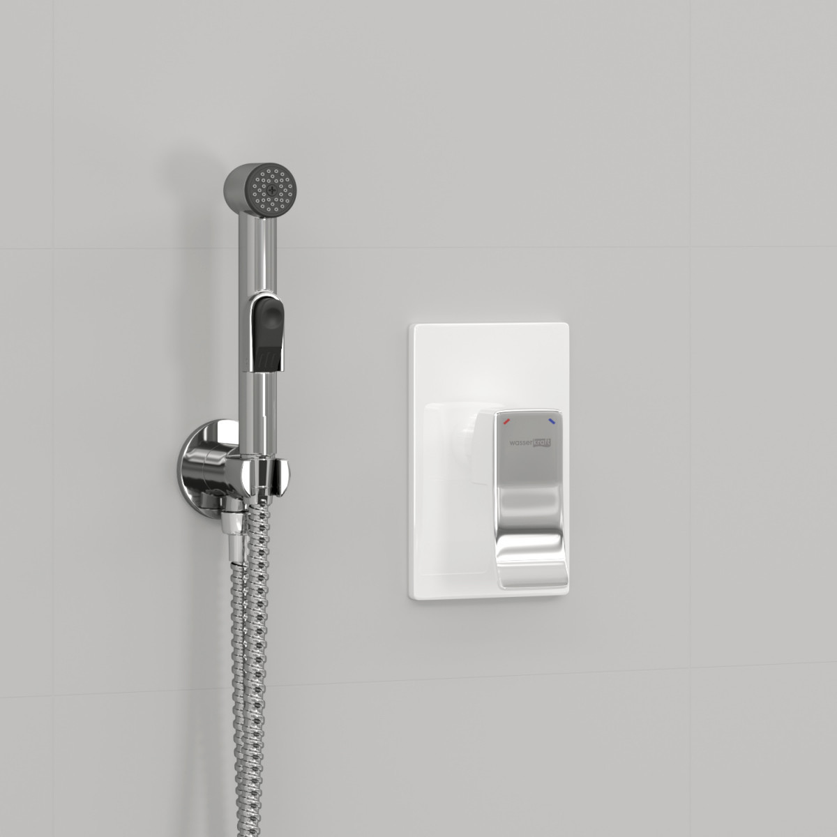 Гигиенический душ со смесителем WasserKRAFT Aller A010657WHITE (белый/хром)