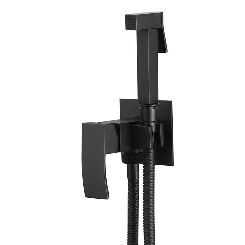 Гигиенический душ со смесителем Abber Wasserfall AF8625B (чёрный матовый)