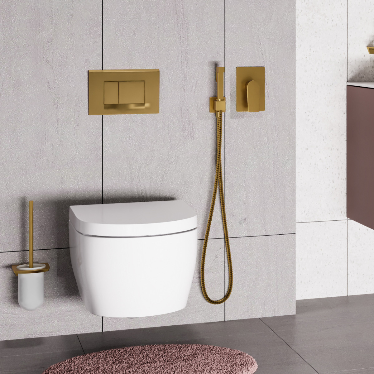 Гигиенический душ со смесителем WasserKRAFT Aisch  А55094 (золото матовое)
