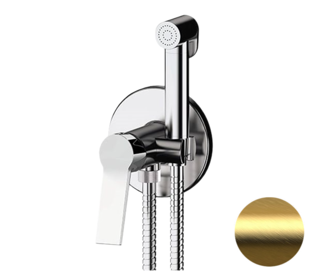 Гигиенический душ со смесителем Remer Slash SL65WBG (золото матовое брашированное)