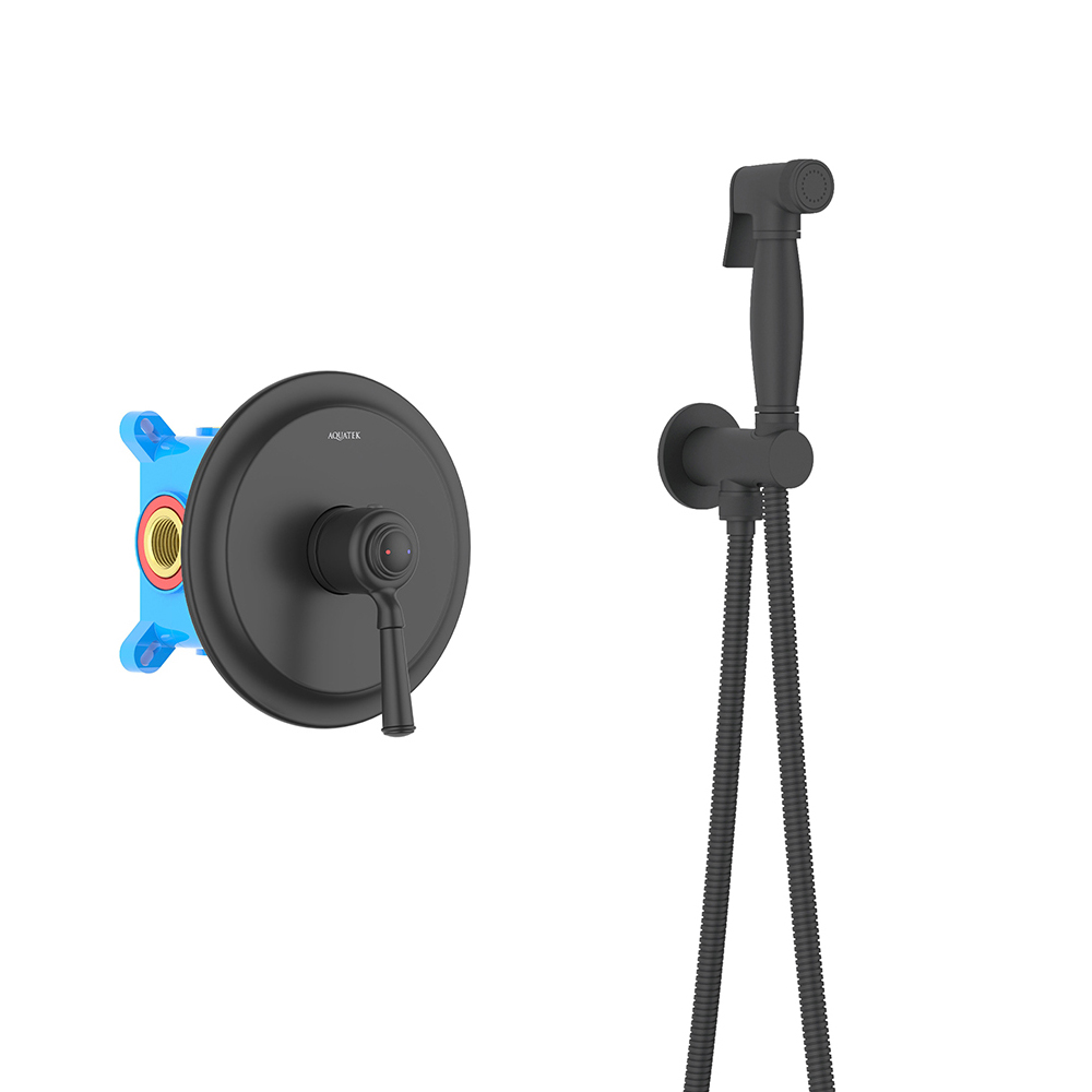 Гигиенический душ со смесителем Aquatek Классик AQ1519MB (черный матовый)