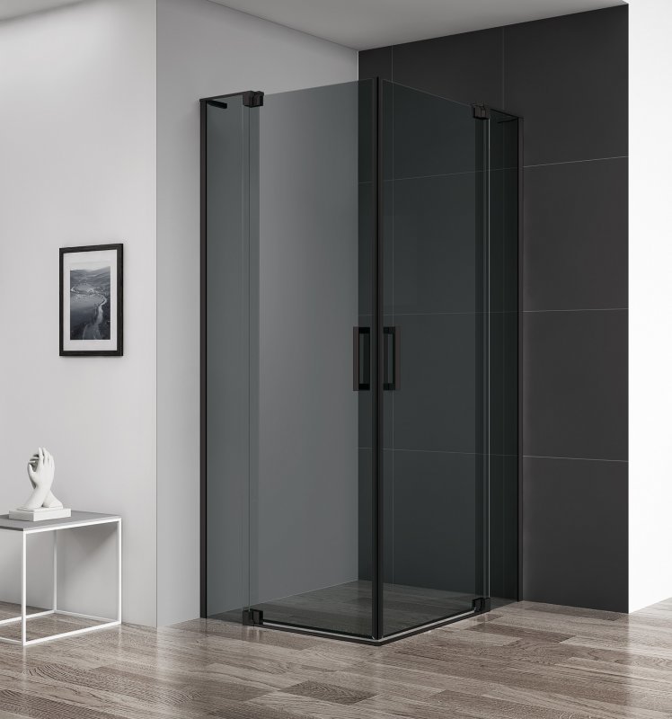 Душевой уголок Cezares SLIDER-A-2-90/100-GRIGIO-NERO 900*900 мм (черный/тонированное)