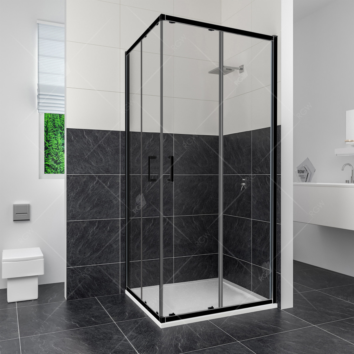 Душевой уголок RGW Classic CL-34B 1000*1000 мм (черный/прозрачное)