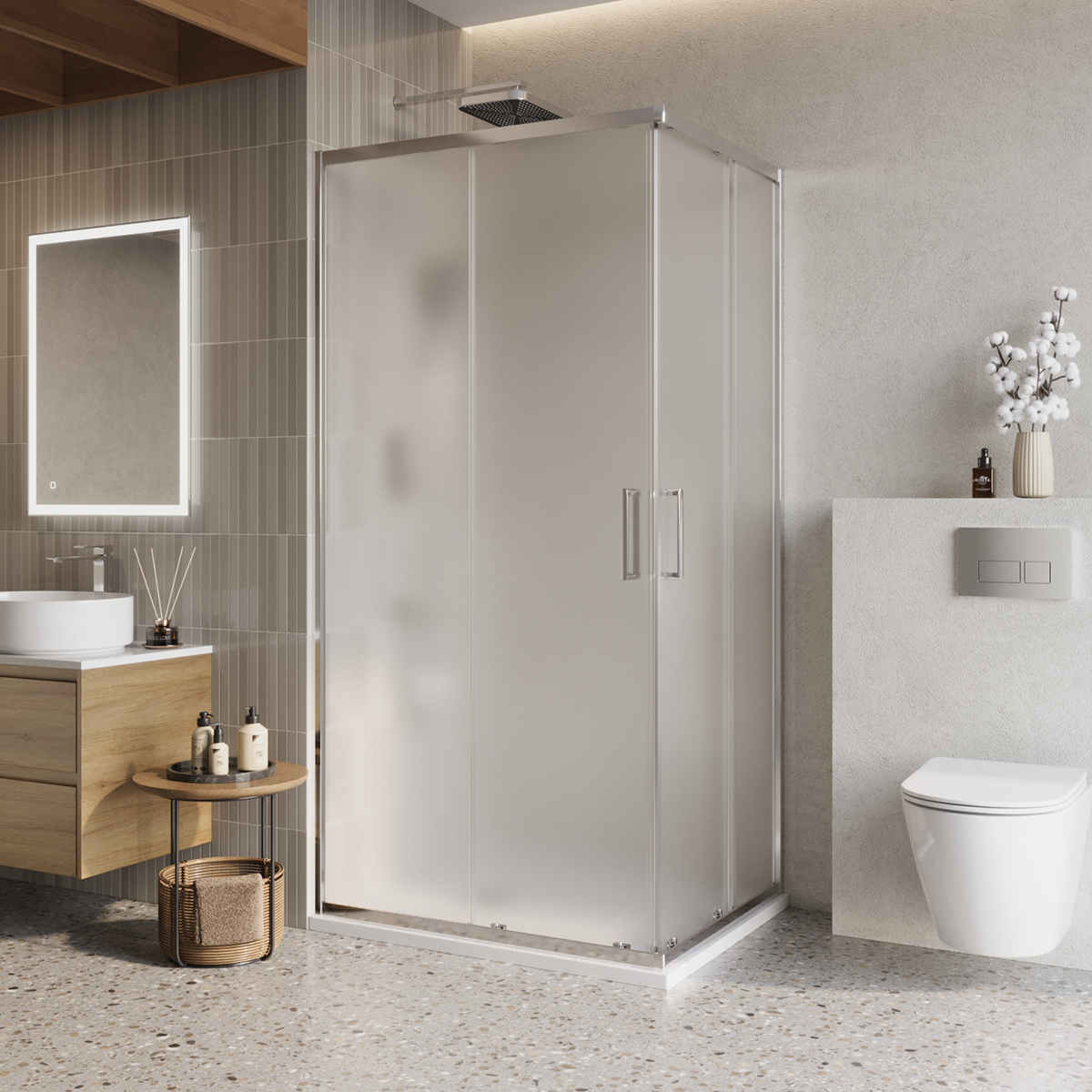 Душевой уголок BelBagno LUCE-AH-2-100/80-P-Cr 1000*800 мм (хром/рифлёное)