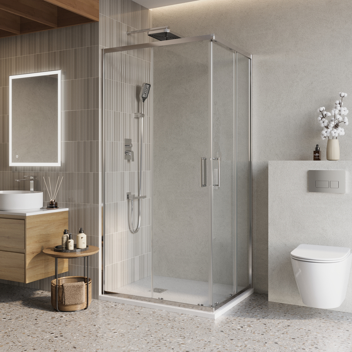 Душевой уголок BelBagno LUCE-AH-2-120/90-C-Cr 1200*900 мм (хром/прозрачное)