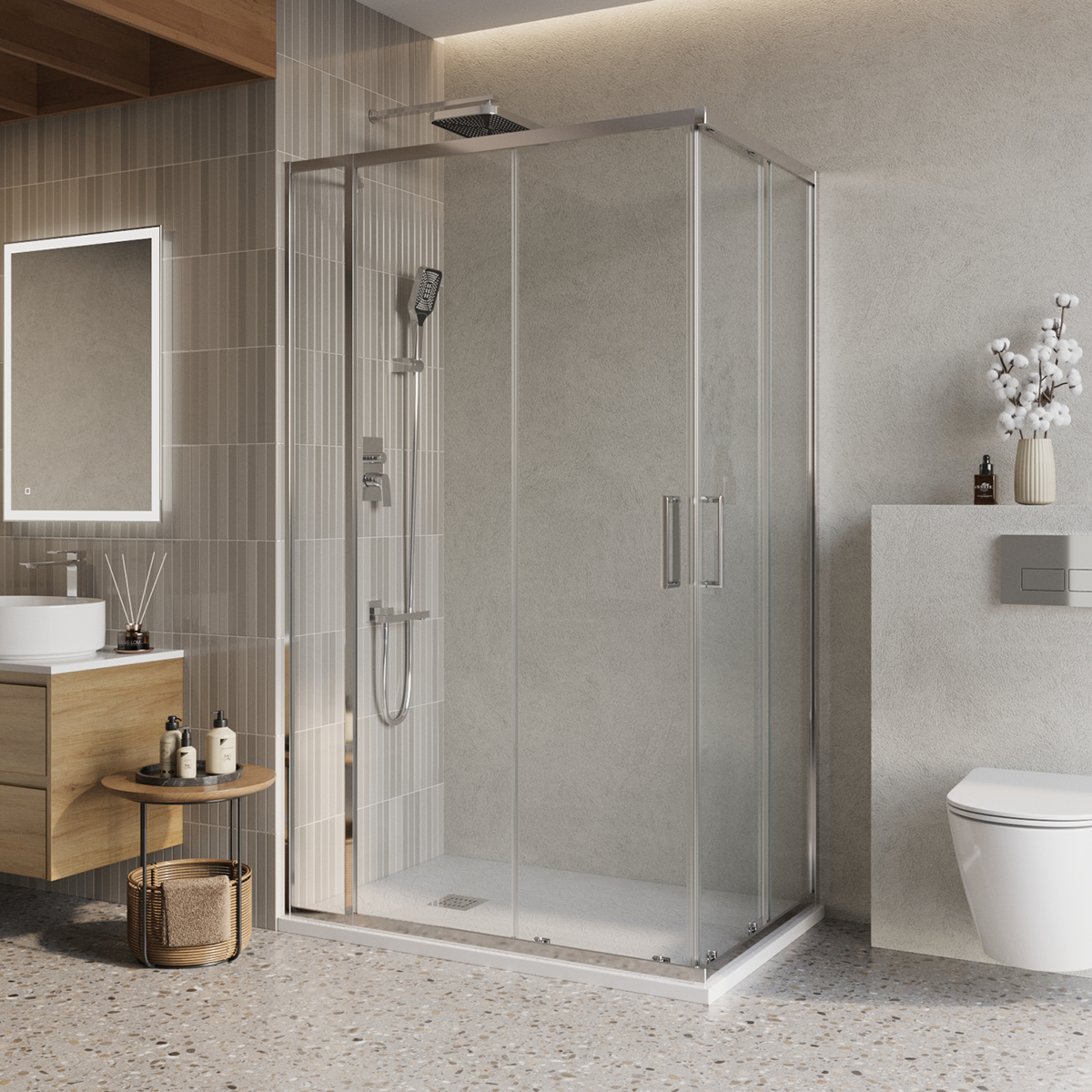 Душевой уголок BelBagno LUCE-AH-21-110/80-C-Cr 1100*800 мм (хром/прозрачное)