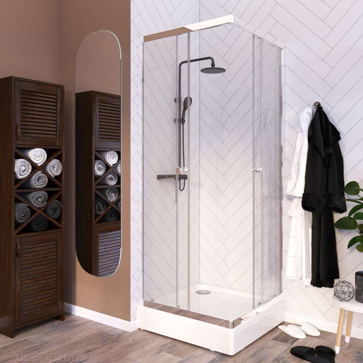 Душевой уголок Radomir Берген 1-03-1-0-0-3460 800*800 мм (хром/прозрачное)