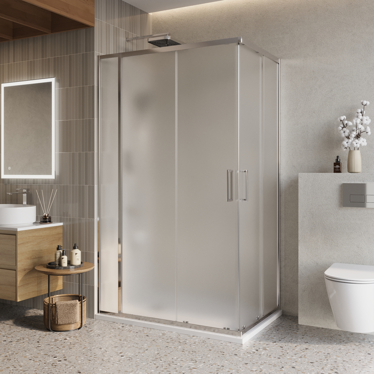 Душевой уголок BelBagno LUCE-AH-21-120/80-P-Cr 1200*800 мм (хром/рифлёное)