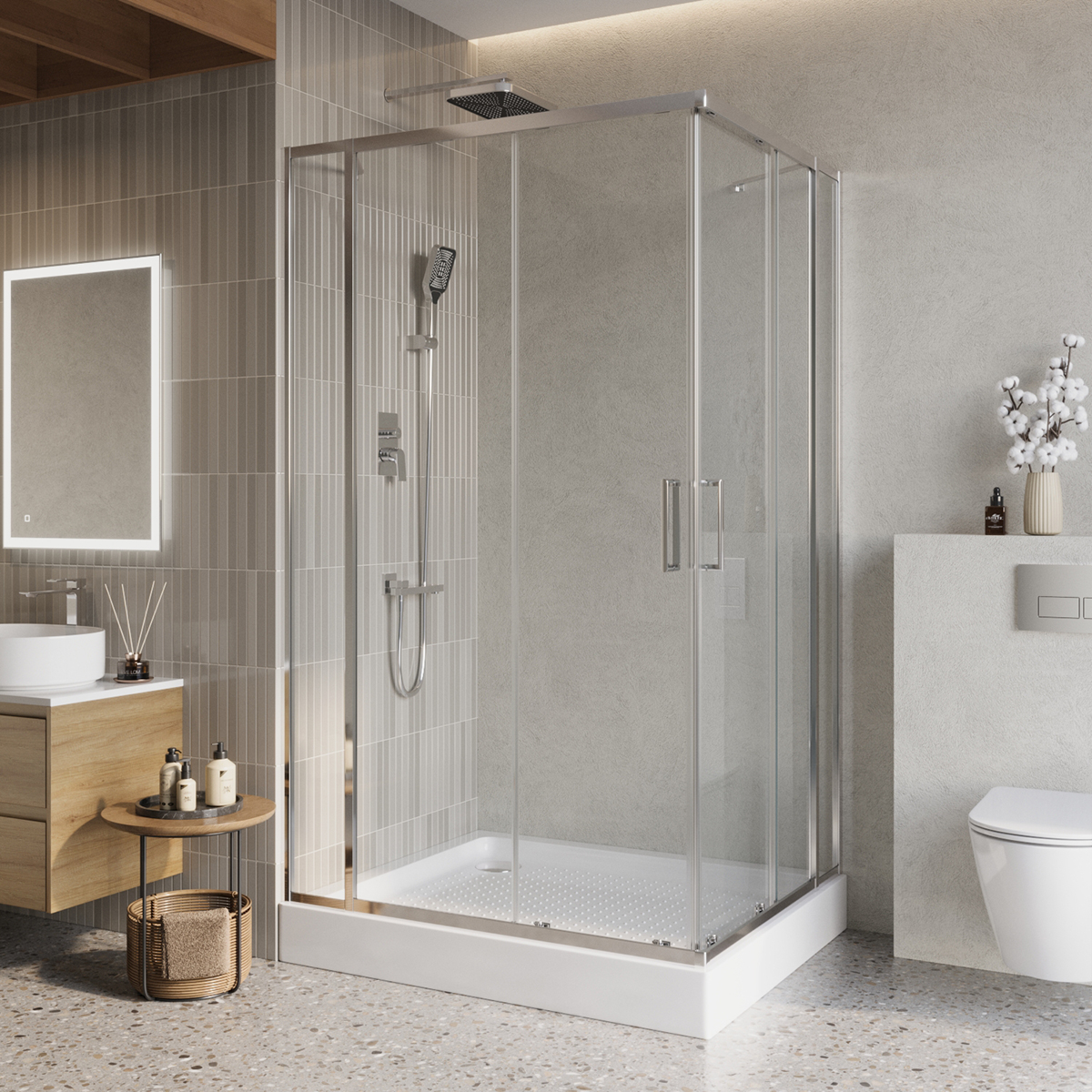 Душевой уголок BelBagno LUCE-AH-22-115/110-C-Cr 1150*1100 мм (хром/прозрачное)