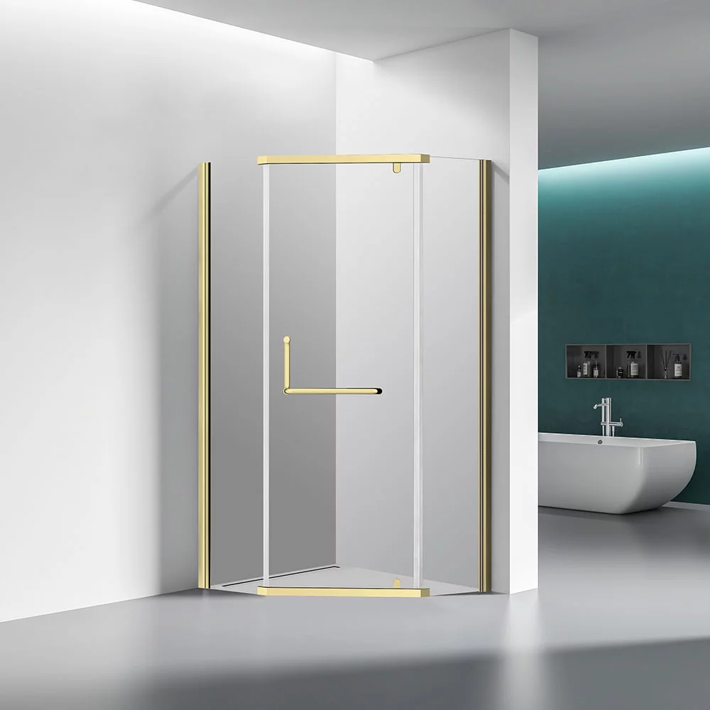 Душевой уголок Veconi Rovigo RV36G-90-01-C5 900*900 мм (брашированное золото/прозрачное)