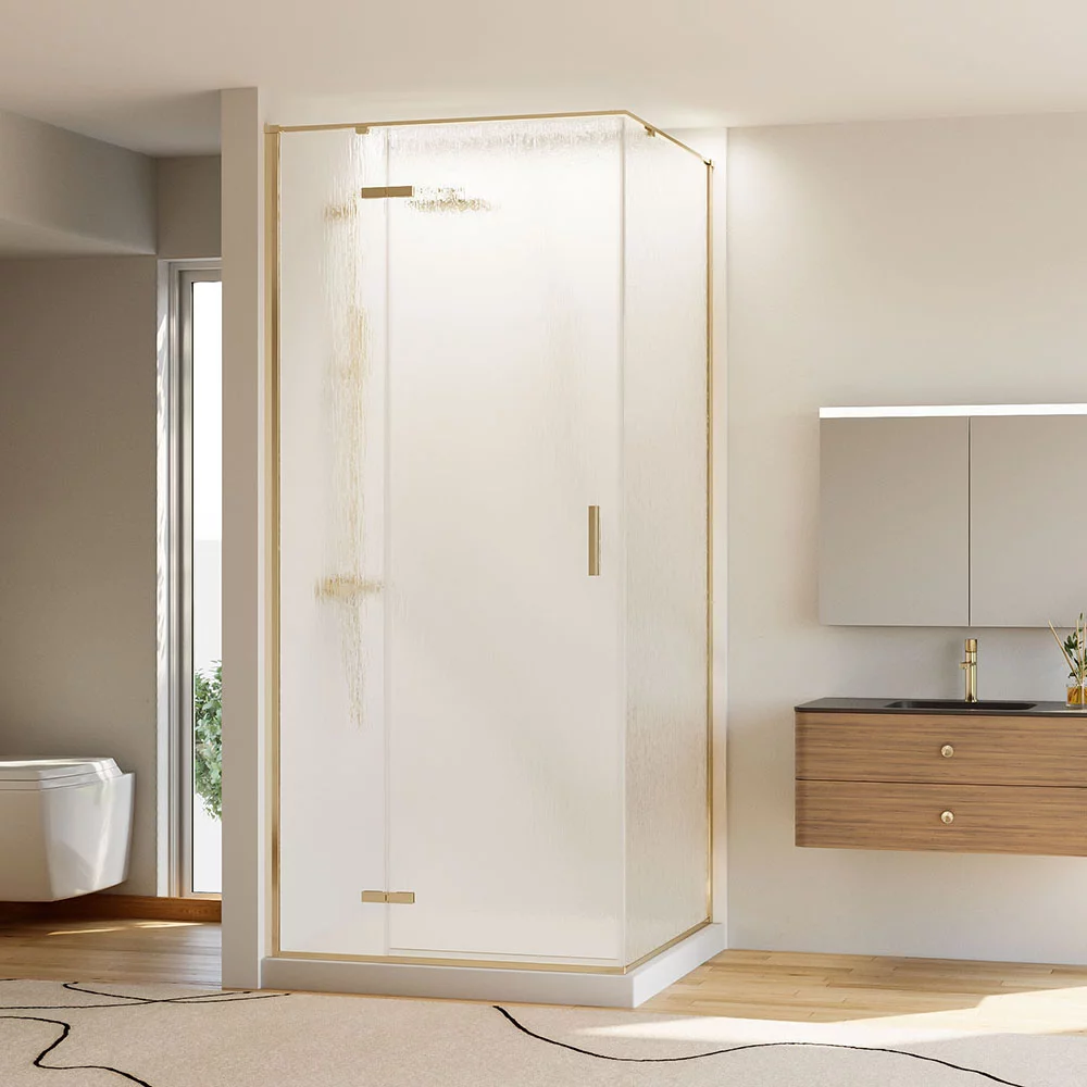 Душевой уголок Veconi Rovigo RV073RG/L-80100-06-C4 800*1000 мм (брашированное золото/дождь) L