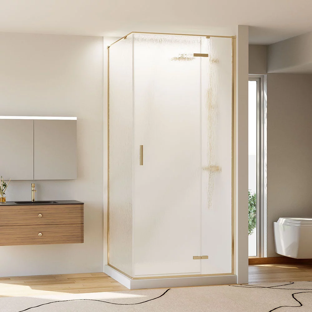 Душевой уголок Veconi Rovigo RV073RG/R-120100-06-C4 1200*1000 мм (брашированное золото/дождь) R