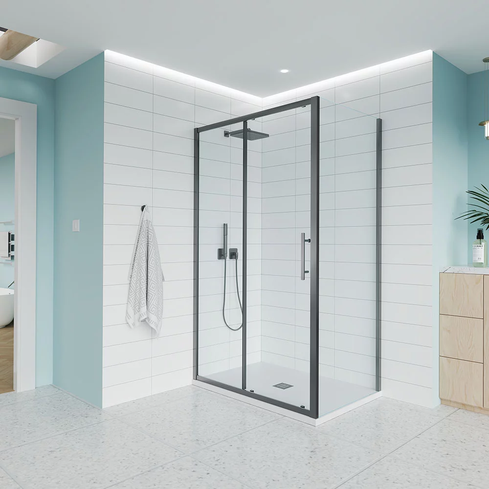 Душевой уголок Veconi Evo 100SP GR E1-SP-GR-10090-01-C9 1000*900 мм (графит брашированный/прозрачное)