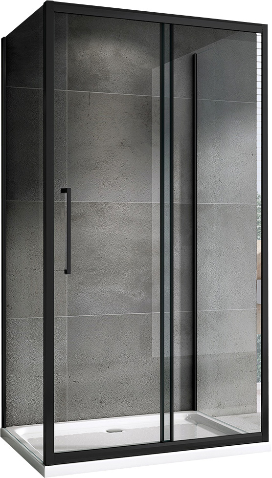 Душевой уголок Abber Schwarzer Diamant AG30150BH-S50B-S50B 1500*500 мм (чёрный/прозрачное)