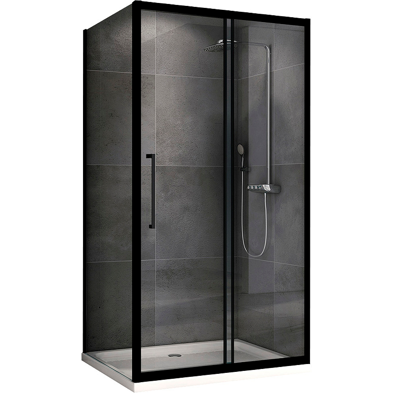 Душевой уголок Abber Schwarzer Diamant AG30180BH-S50B 1800*500 мм (чёрный/прозрачное)